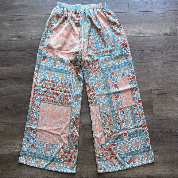 NWT DRA Floral Patchwork Palazzo Wide Leg Pants with Pockets Small - Picture 10 of 13